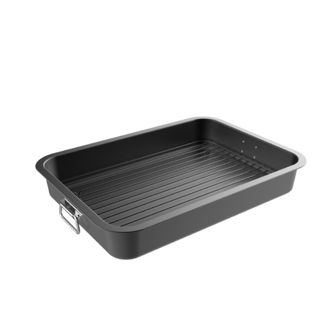Nonstick Roasting Pan With Removable Rack Heavy Duty Carbon Steel 16.5X12 Inches